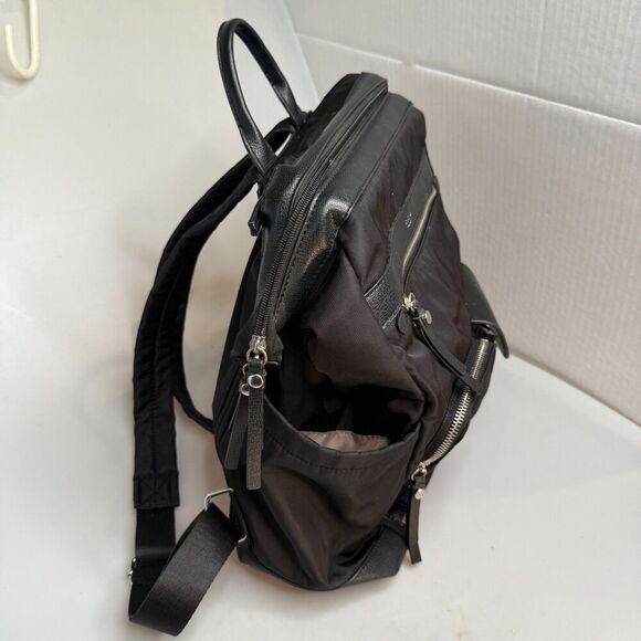 Tutilo New York Black Nylon & Leather Mini Backpack Tech Tablet Pockets EUC main image 7